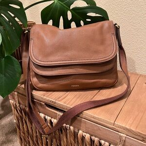 Fossil Brown Leather Crossbody Bag